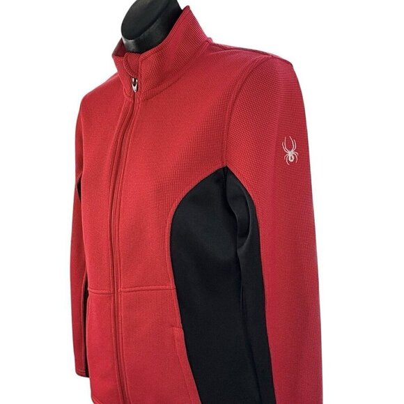 Spyder Constant Full-Zip Sweater Fleece Jacket Red Black Women’s NWT #187335 - Picture 2 of 10